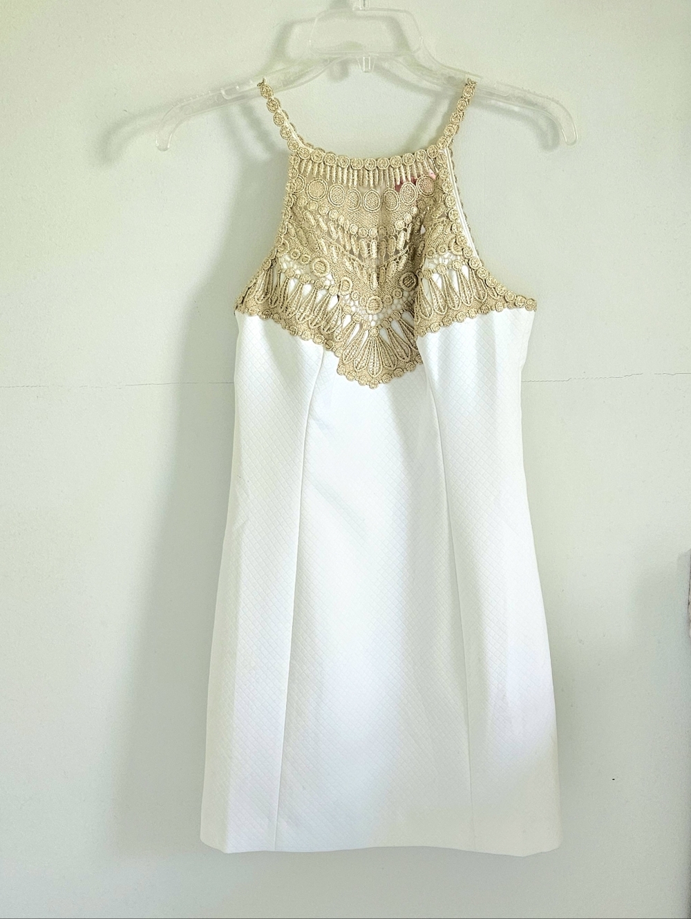 Lilly Pulitzer Sundress White Gold Metallic Crochet Bodice